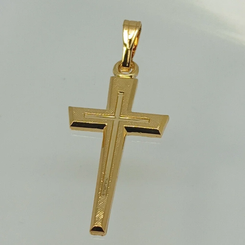 Karatbond Vintage Y2K Textured Gold Double Cross Pendant Made USA New Old Stock